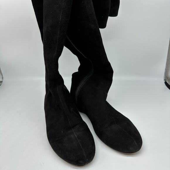 Valentino Garavani Womens Black Suede Over The Knee Flat Riding Boots EU 36.5 - Picture 9 of 15
